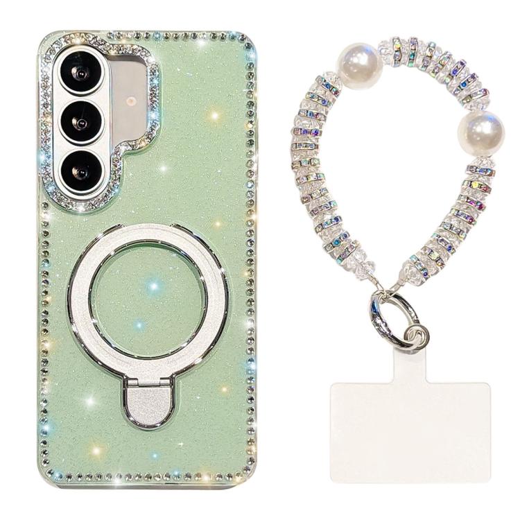 Custodia per telefono antiurto con bracciale e supporto magnetico IMD a doppia faccia con strass, antiurto., For Samsung Galaxy A17 5G, For Samsung Galaxy A56 5G