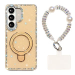 Custodia per telefono antiurto con bracciale e supporto magnetico IMD a doppia faccia con strass, antiurto., For Samsung Galaxy A17 5G, For Samsung Galaxy A56 5G