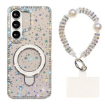 Custodia per telefono antiurto con bracciale e supporto magnetico IMD a doppia faccia con strass, antiurto., For Samsung Galaxy A17 5G, For Samsung Galaxy A56 5G