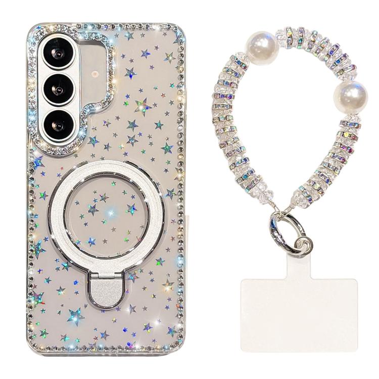 Custodia per telefono antiurto con bracciale e supporto magnetico IMD a doppia faccia con strass, antiurto., For Samsung Galaxy A17 5G, For Samsung Galaxy A56 5G