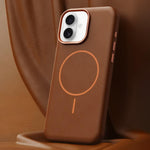 Custodia in pelle con chiusura magnetica per iPhone 16