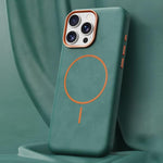 Custodia in pelle con chiusura magnetica per iPhone 16