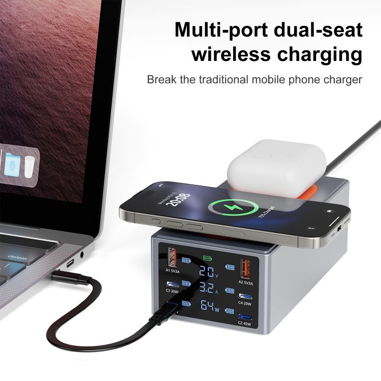 Stazione di ricarica multiporta 220W con ricarica wireless
