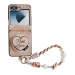 Custodia per telefono antiurto con chiusura magnetica a doppio asse in ecopelle vegana e cinturino da polso., For Galaxy Z Flip6 / 7 FE, For Galaxy Z Flip7 5G, For Galaxy Z Flip5