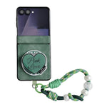 Custodia per telefono antiurto con chiusura magnetica a doppio asse in ecopelle vegana e cinturino da polso., For Galaxy Z Flip6 / 7 FE, For Galaxy Z Flip7 5G, For Galaxy Z Flip5