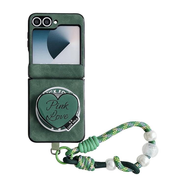 Custodia per telefono antiurto con chiusura magnetica a doppio asse in ecopelle vegana e cinturino da polso., For Galaxy Z Flip6 / 7 FE, For Galaxy Z Flip7 5G, For Galaxy Z Flip5