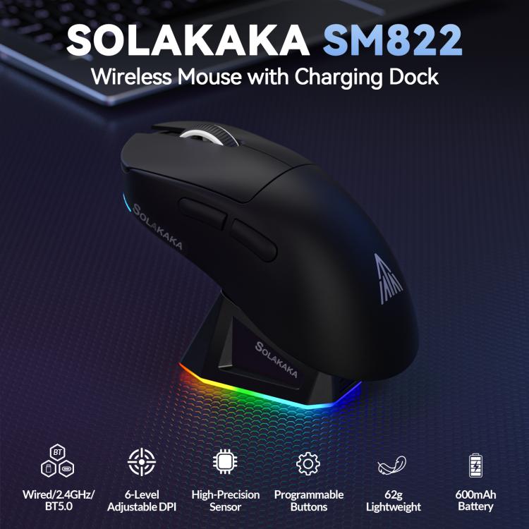 Mouse da gioco wireless SOLA SM822 Tri-Mode 24000 DPI