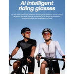 E08 Occhiali intelligenti da ciclismo con intelligenza artificiale, registrazione video a 13 MP, video a 1080p e 30 fps, con controllo vocale e funzione di chiamata.