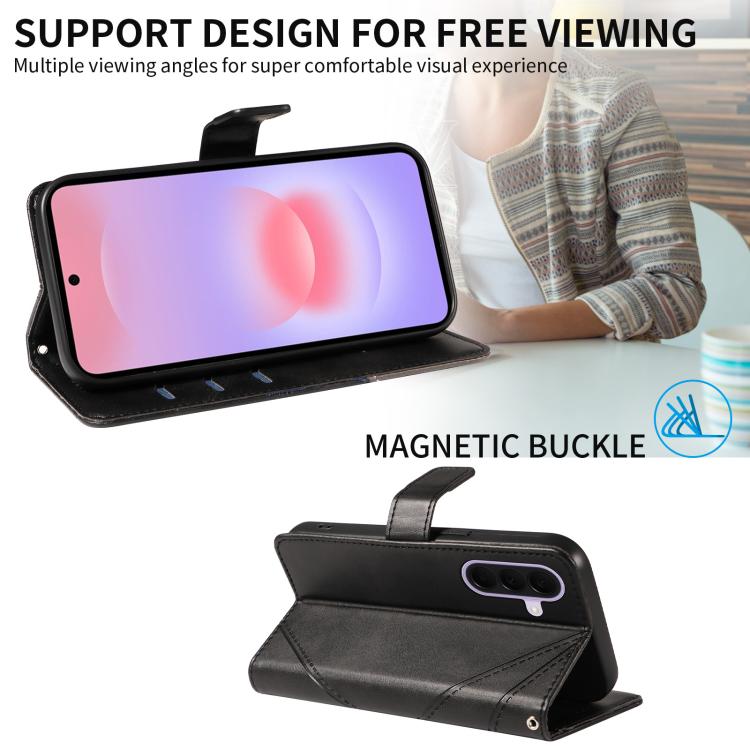 Custodia in pelle con cuciture a diamante per Galaxy A27 5G