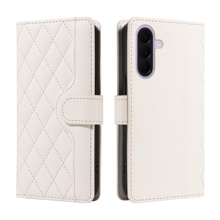 Custodia in pelle con griglia a rombi e tre scomparti per Galaxy A27 5G