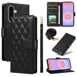 Custodia in pelle con griglia a rombi e tre scomparti per Galaxy A27 5G
