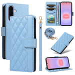 Custodia in pelle con griglia a rombi e tre scomparti per Galaxy A27 5G