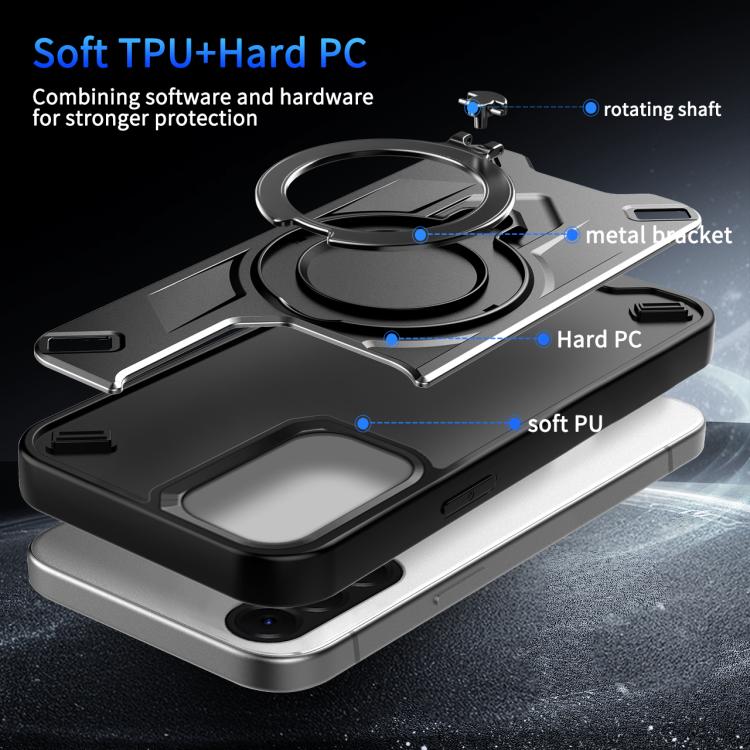 Custodia magnetica con supporto girevole per Galaxy A37, A07 4G/5G e A06 4G/5G