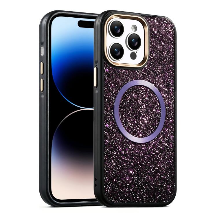 Custodia magnetica antiurto glitterata per iPhone 14 Pro Max