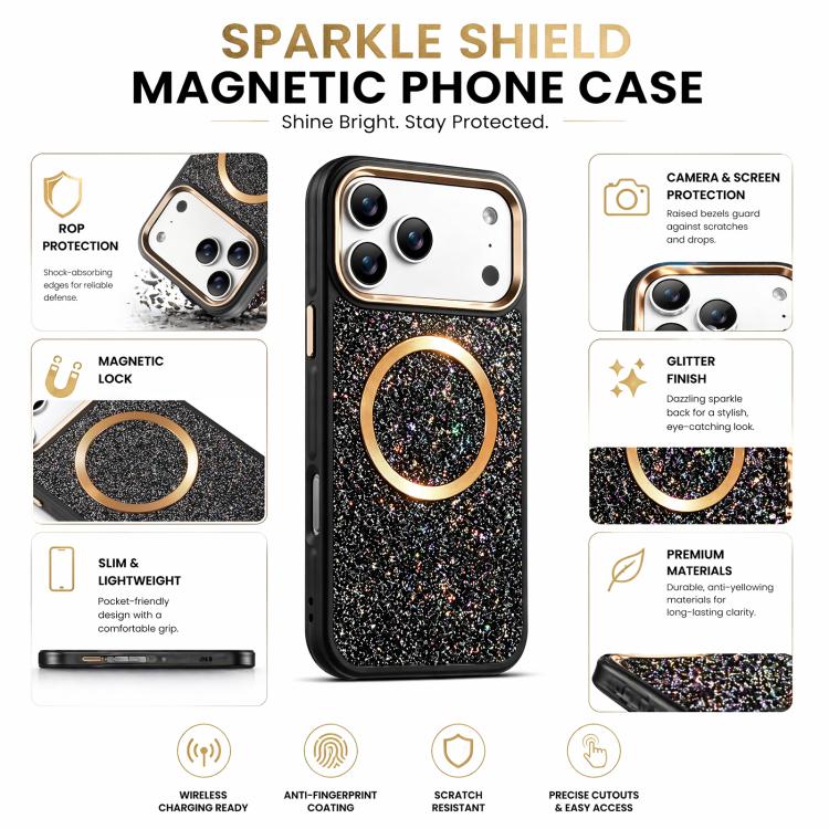 Custodia magnetica antiurto glitterata per iPhone