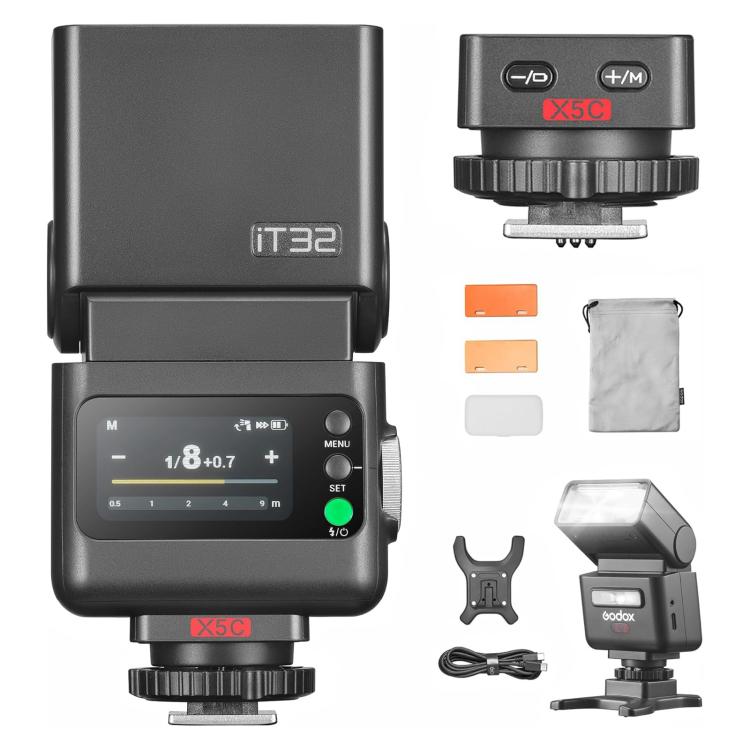Flash per fotocamera Godox iT32 iFlash e trigger flash wireless X5 TTL, For Canon, For Nikon, For Sony, For FUJIFILM, For Olympus / Panasonic, For Leica