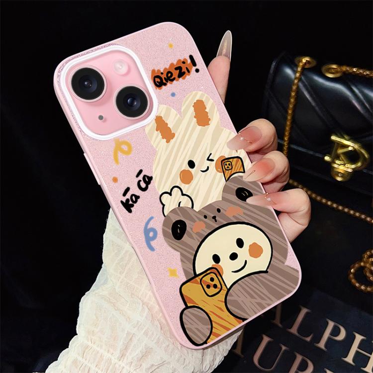 Custodia ibrida PC e TPU con glitter per iPhone 15 e 16