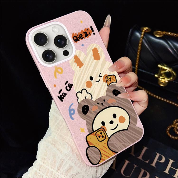 Custodia ibrida PC e TPU con glitter per iPhone 15 e 16
