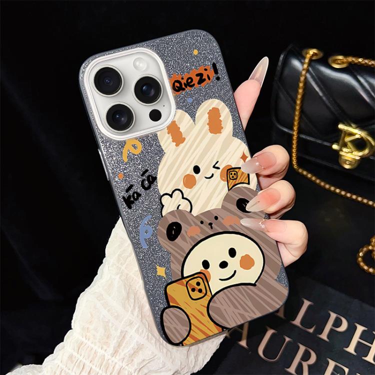 Custodia ibrida PC e TPU con glitter per iPhone 15 e 16