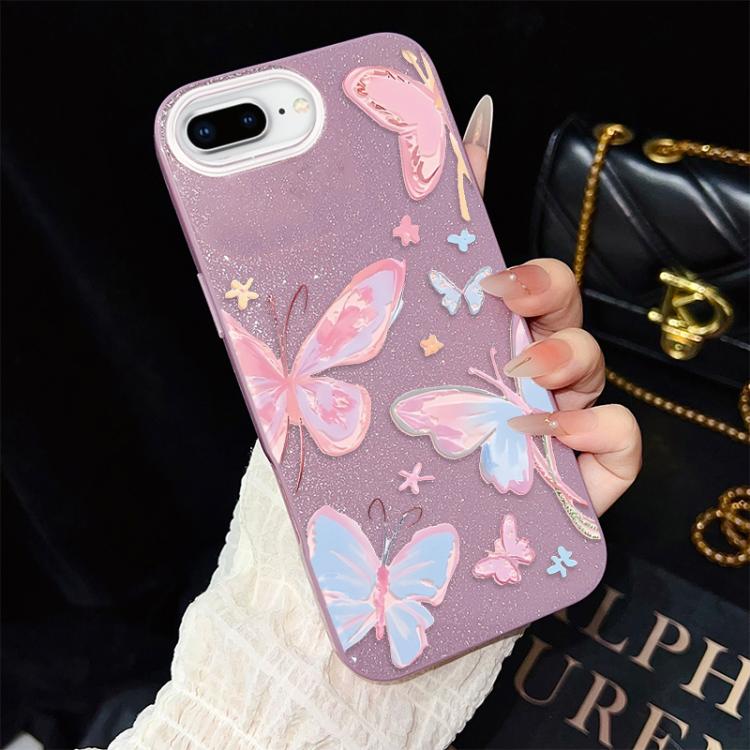 Custodia ibrida PC e TPU con farfalle per iPhone 6 Plus
