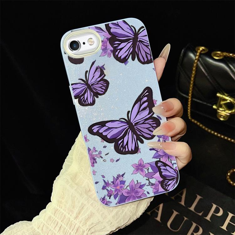 Custodia ibrida PC TPU farfalle viola per iPhone 7 Plus 8 Plus