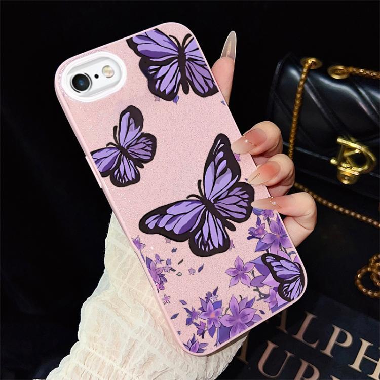 Custodia ibrida PC TPU farfalle viola per iPhone 7 Plus 8 Plus