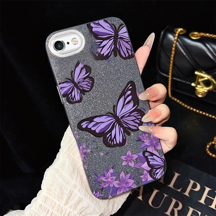 Custodia ibrida PC TPU farfalle viola per iPhone 7 Plus 8 Plus