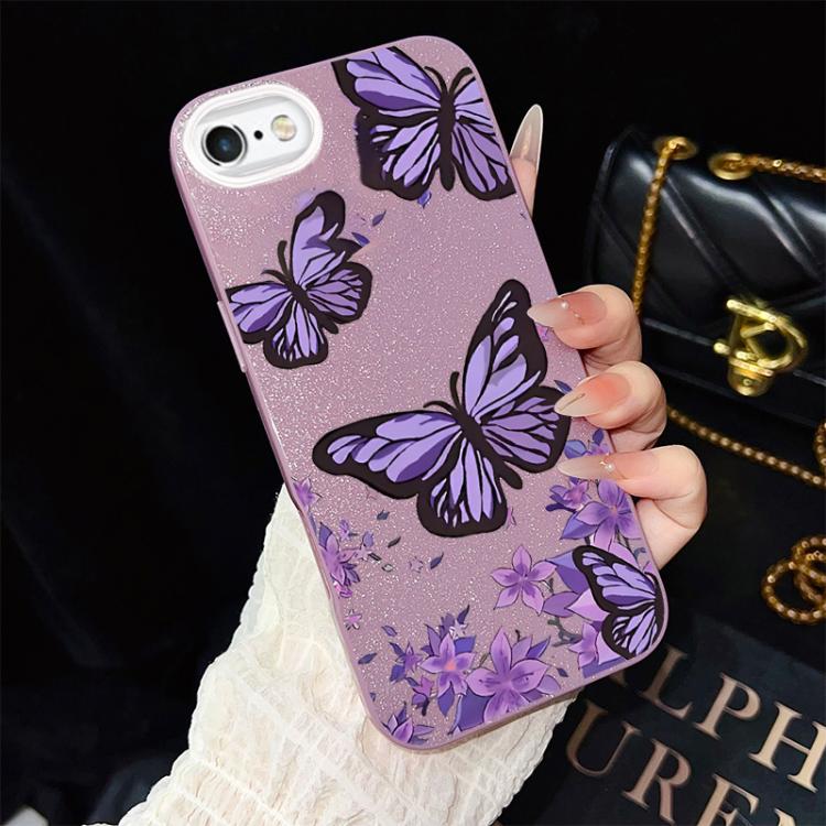 Custodia ibrida PC TPU farfalle viola per iPhone 7 Plus 8 Plus