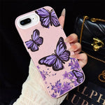 Custodia ibrida PC TPU farfalle viola per iPhone 7 Plus 8 Plus