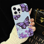 Custodia ibrida PC TPU con farfalle viola per iPhone
