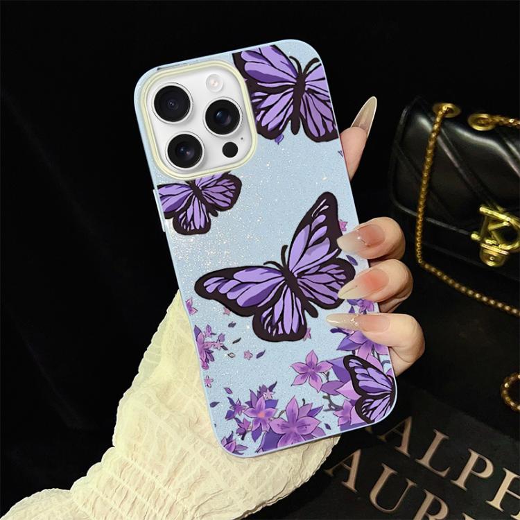 Custodia ibrida PC TPU con farfalle viola per iPhone
