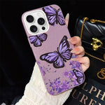 Custodia ibrida PC TPU con farfalle viola per iPhone