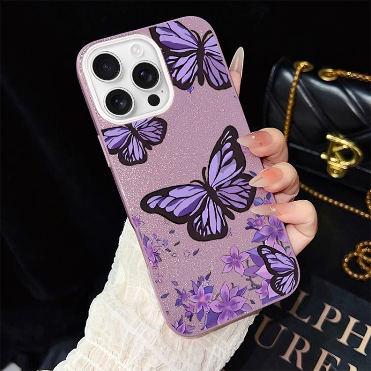 Custodia ibrida PC TPU con farfalle viola per iPhone
