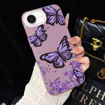 Custodia ibrida PC TPU con farfalle viola per iPhone