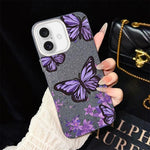 Custodia ibrida PC TPU con farfalle viola per iPhone