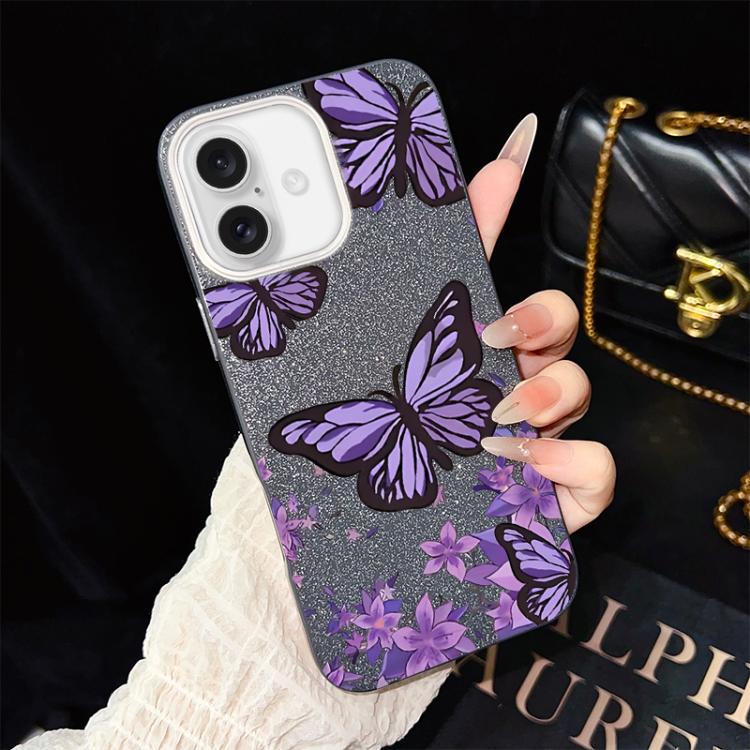 Custodia ibrida PC TPU con farfalle viola per iPhone