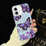 Custodia ibrida PC TPU con farfalle viola per iPhone