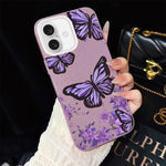 Custodia ibrida PC TPU con farfalle viola per iPhone