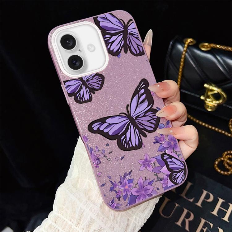 Custodia ibrida PC TPU con farfalle viola per iPhone