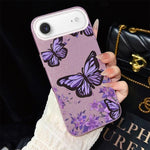 Custodia ibrida PC TPU con farfalle viola per iPhone