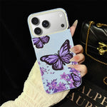 Custodia ibrida PC TPU con farfalle viola per iPhone