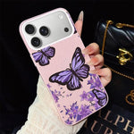 Custodia ibrida PC TPU con farfalle viola per iPhone