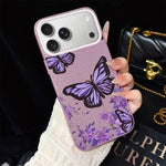 Custodia ibrida PC TPU con farfalle viola per iPhone