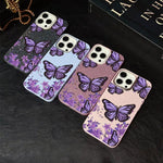 Custodia ibrida PC TPU con farfalle viola per iPhone