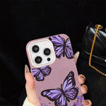 Custodia ibrida PC TPU con farfalle viola per iPhone