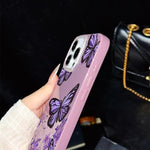 Custodia ibrida PC TPU con farfalle viola per iPhone