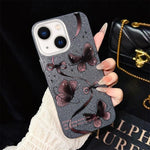 Custodia ibrida PC TPU con motivo farfalle per iPhone 15