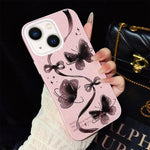 Custodia ibrida PC TPU con motivo farfalle per iPhone 15
