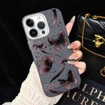 Custodia ibrida PC TPU con motivo farfalle per iPhone 15