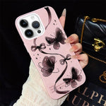 Custodia ibrida PC TPU con motivo farfalle per iPhone 15